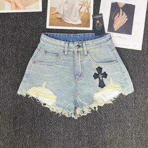 Chrome. Hearts fringed denim shorts